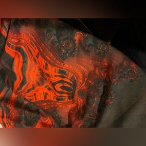 Leslie Montana Silk Scarf, Flamenco Red and Black NWOT